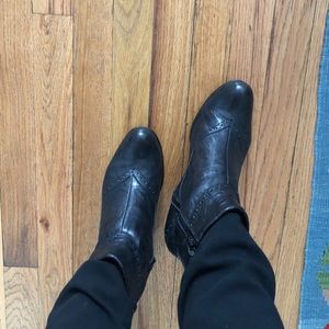 Black genuine leather booties Western inspired 8M